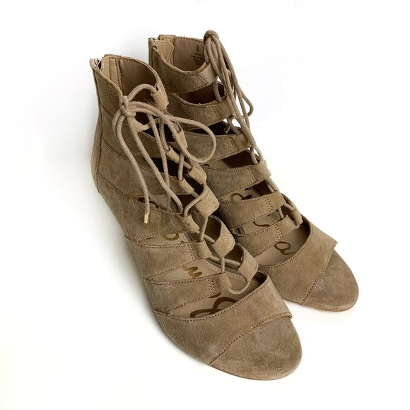 Sam Edelman Shoes - SAM EDELMAN Santina Tan Zip Tie Wedge Sandals 7M